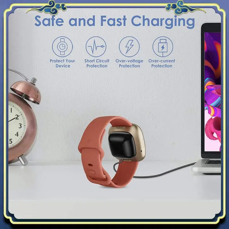 

Portable 4Pack 3.3 FT Charger Cable USB Charging Dock For Fitbit Sense/Versa 3 Smartwatch