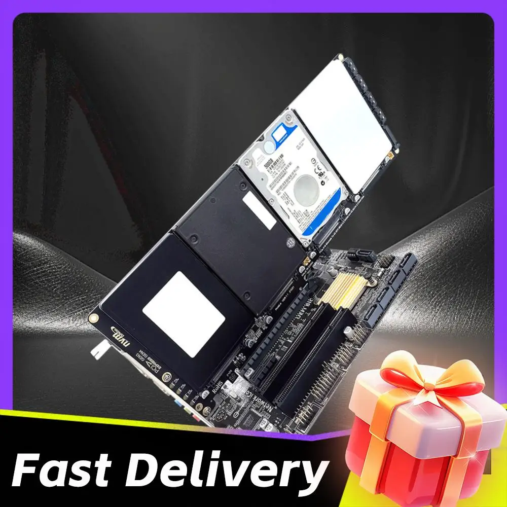 

4-Port PCI-E 4.0 16X 2.5Inch SATA Adapter Card Motherboard Support PCIe X4x4x4x4 Bifurcation U.2 PCIe Adapter for PC