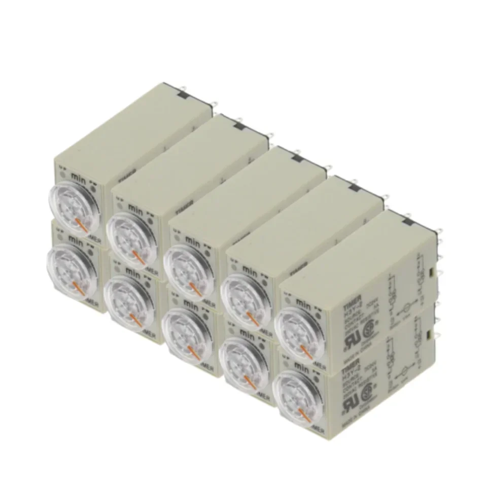 10PCS Power-on Delay Rotary Knob DPDT 5S/10S/30S/60S/3M/5M/10M/30M Timer Timing Time Relay AC 110V 220V 380V H3Y-2