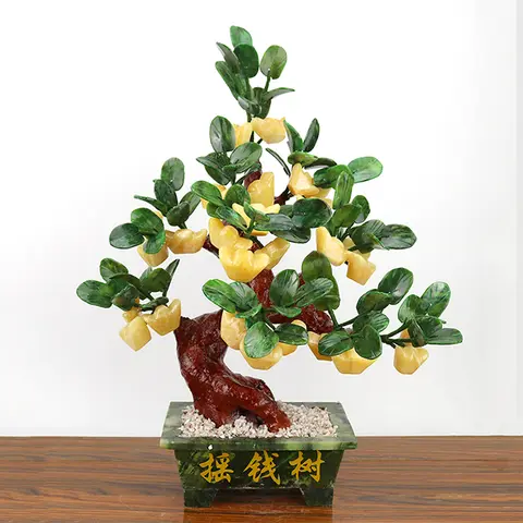 Árbol del dinero en maceta de Jade Feng Shui, decoración para sala de estar, decoración del hogar, absorbe la riqueza, adornos artesanales, regalo de inauguración de la casa, 1 unidad