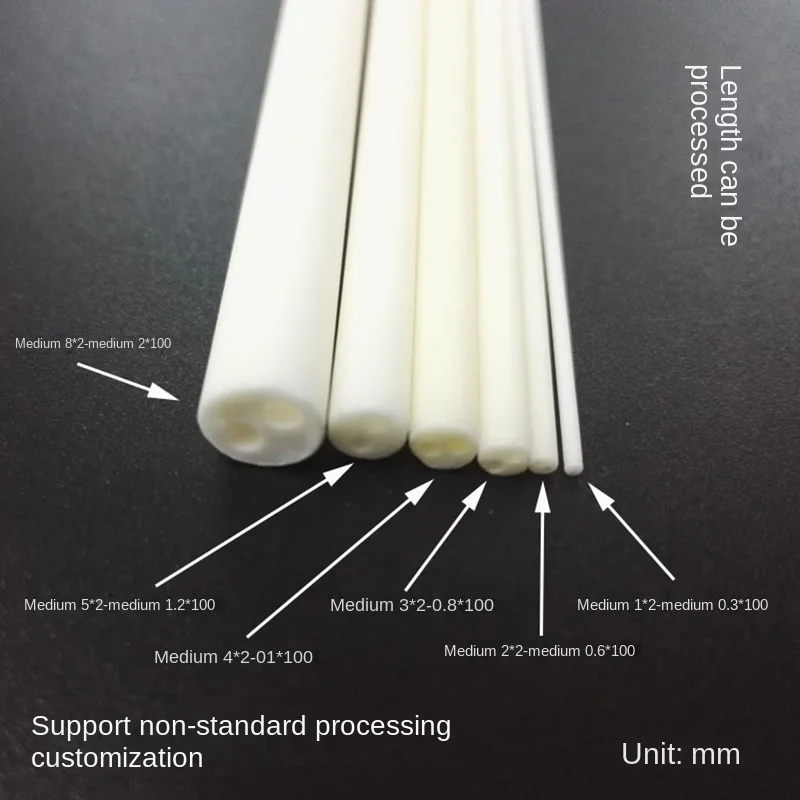 95 Tubo cerámico de alúmina Aislamiento de alta temperatura 2 agujeros Od 1-8 mm Procesamiento personalizado no estándar