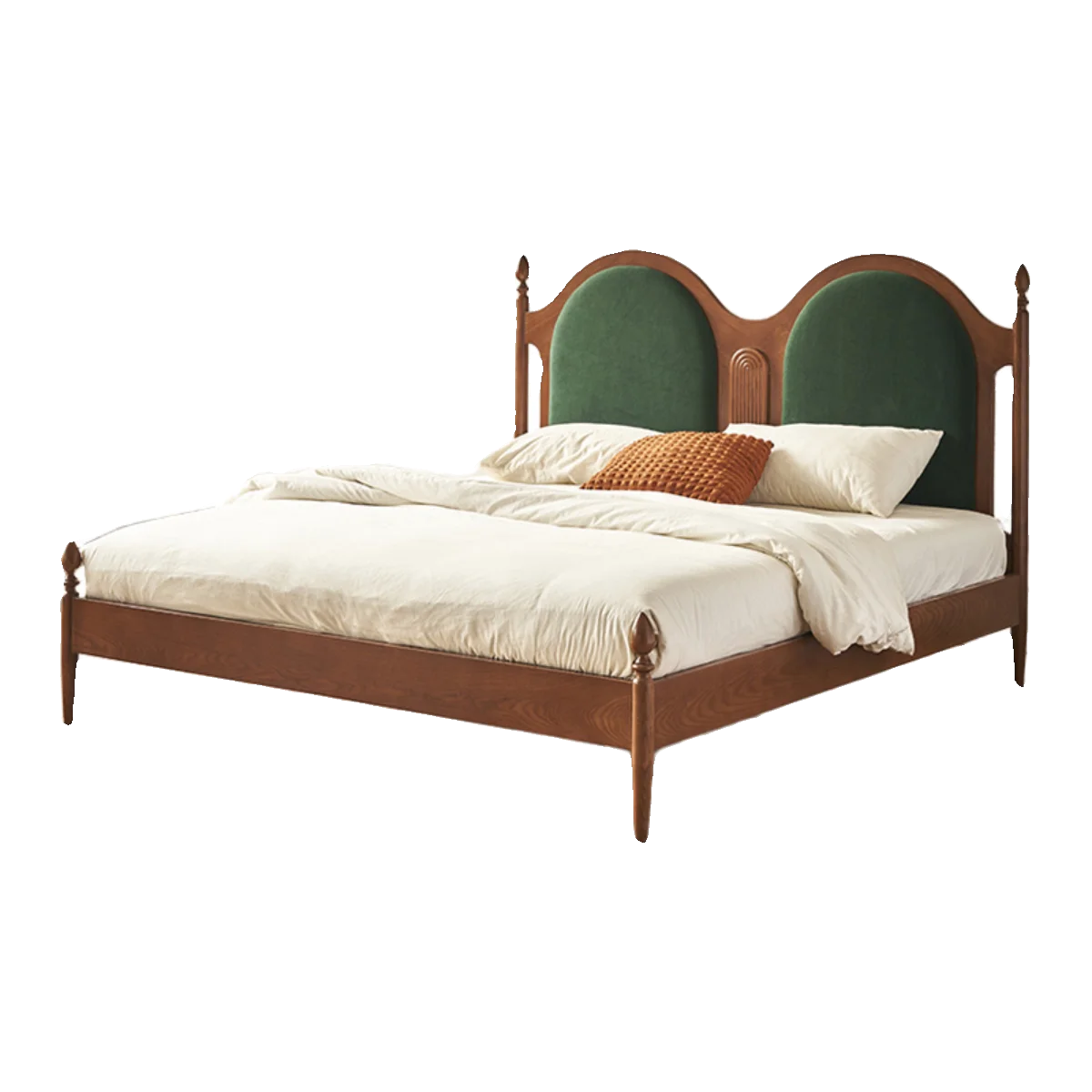 

High Quality French Upholstered Bed Solid Wood Frame Luxury Double Bed
