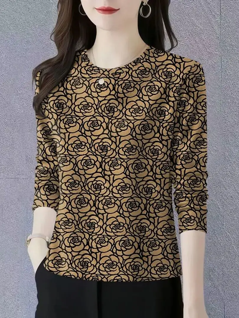 Faionable ronde Ne Long Sve Base irt dames nieuwe herfst 2025, mama Sle buik cover trendy T-shirt comfortabele pasvorm