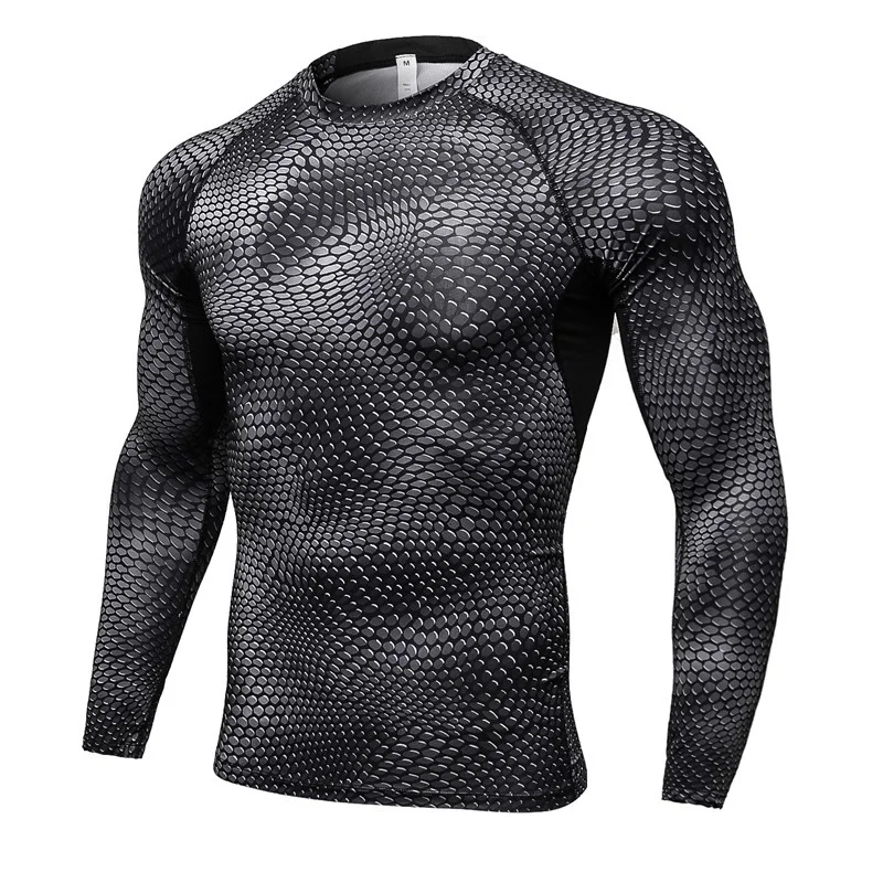 Men\'s Fitness Running Training Long-Sleeved Shirts Tight Elastic Quick-Drying Clothes Gym T-Shirt Workout Athletic Undershirts