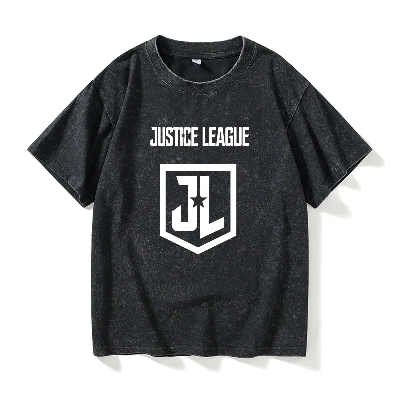 

Футболка Justice League с коротким рукавом и круглым вырезом, унисекс, хлопковая, летняя, в милом стиле, с киномотивом, большие размеры, доступна для мужчин и женщин.