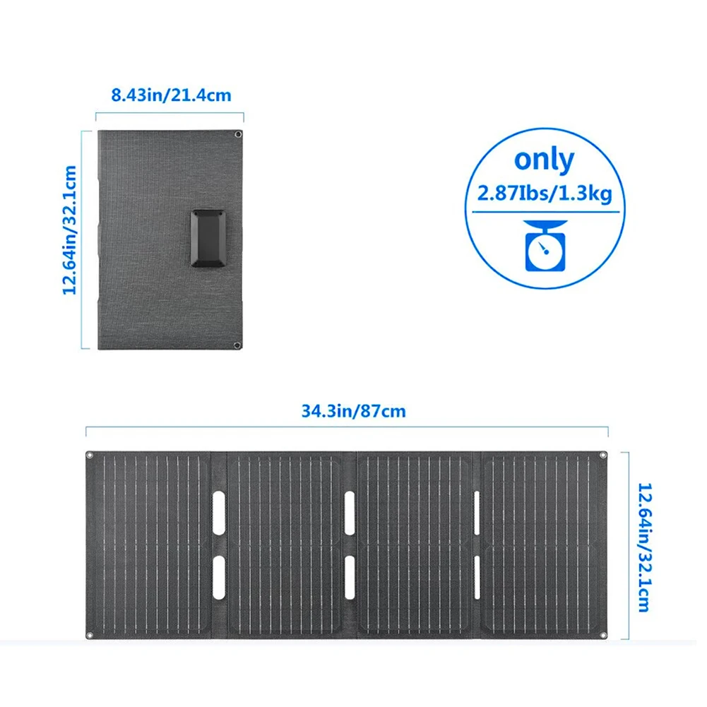 Type-c/USB/DC 포트가 있는 60W 접이식 태양광 패널 휴대용 태양광 패널 충전기 하이킹 및 캠핑용 단결정 태양광 충전기