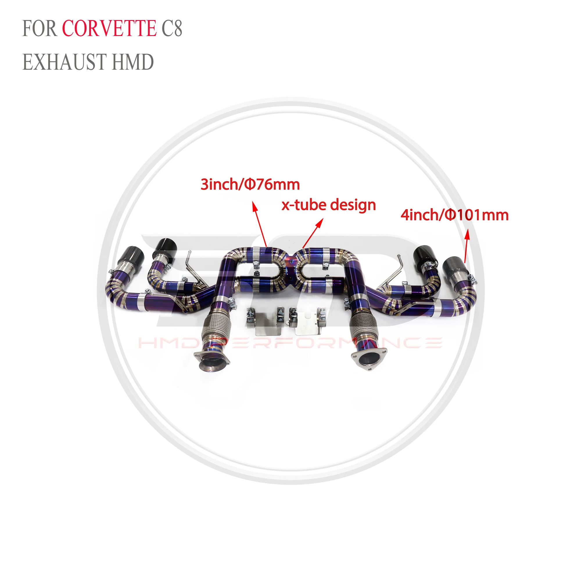 

HMD Titanium Exhaust Catback For Chevrolet Corvette C8 Performance With X Racing Pipe