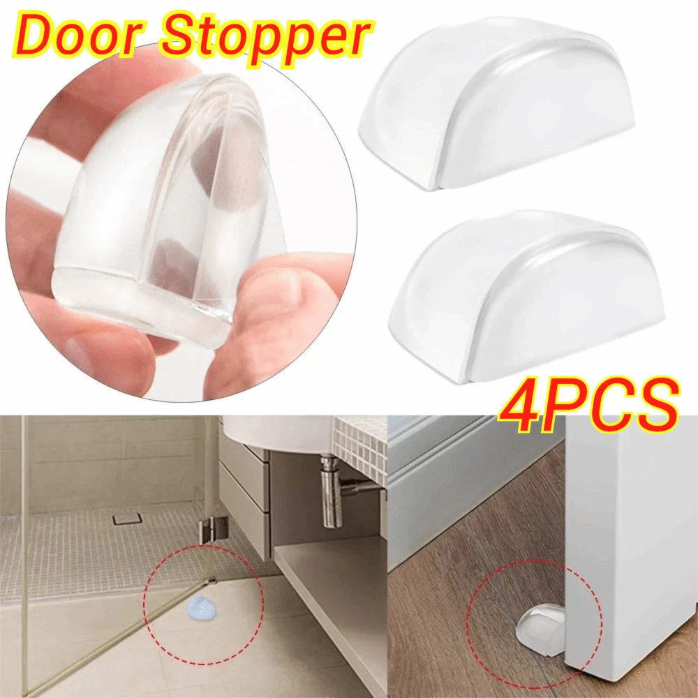 

4Pcs Protector Transparent Door Stopper Self Adhesive Anti-Collision Door Stop Floor Mounted Door Holder Furniture Protection