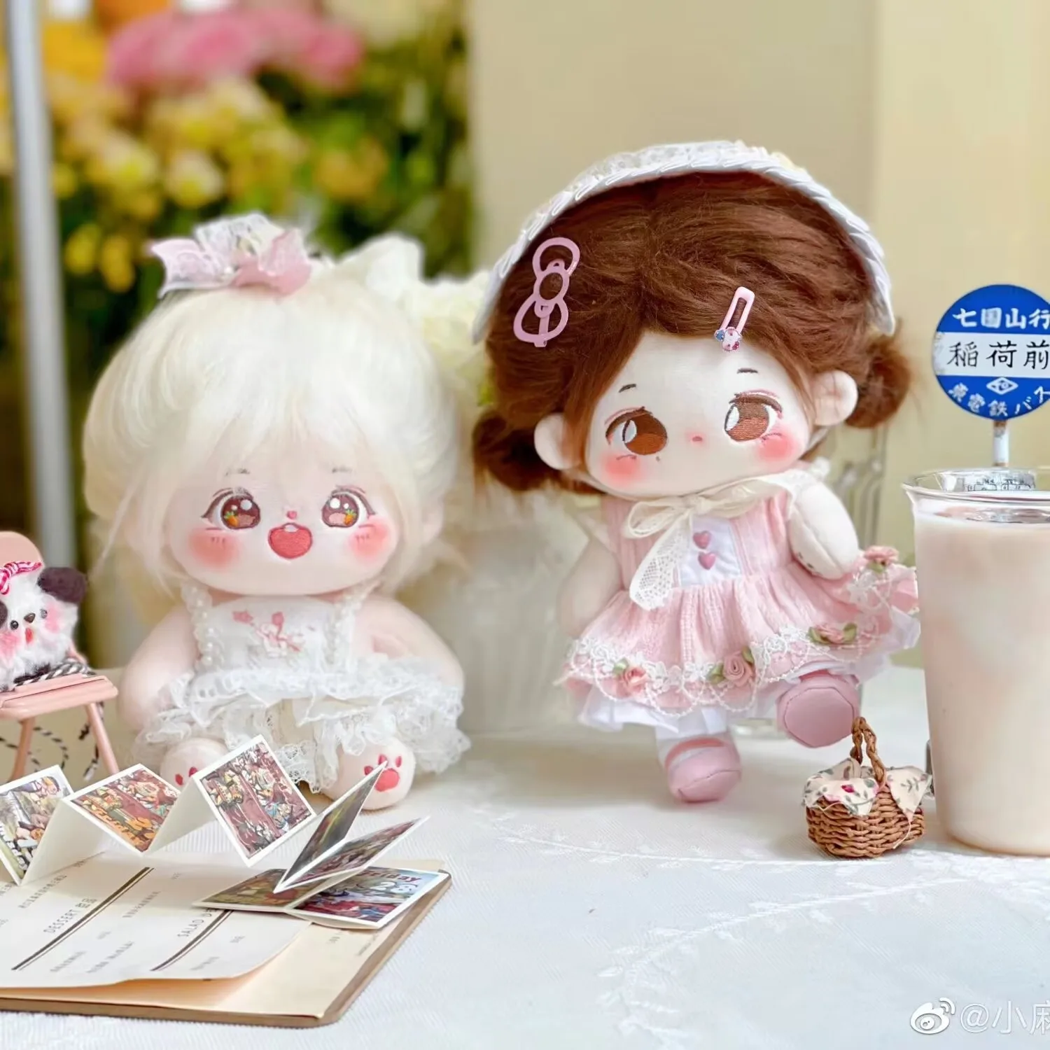 Hanya gaun bayi, tanpa boneka, gaun mawar industri berat 20 cm, set enam potong, gaun penutup mutiara kecil berbentuk bunga