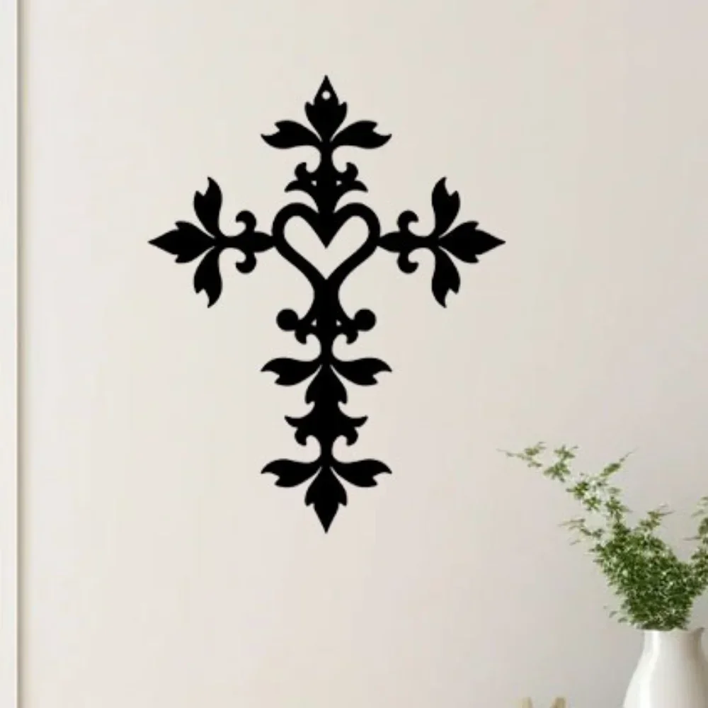 CIFBUY Faith Cross Heart Metal Wall Art Christian Religious Home Decor
