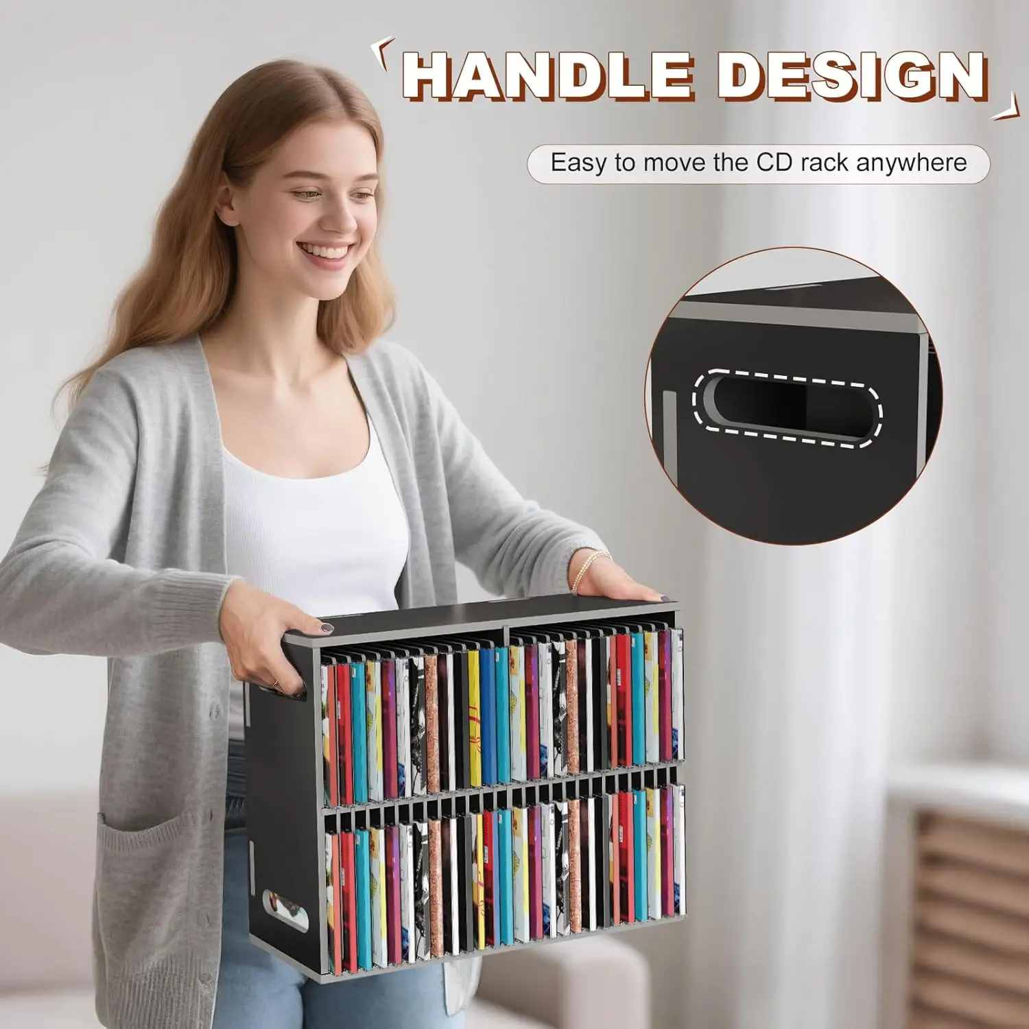 

Настенный держатель для CD-дисков на 52 слота, премиум-органайзер для хранения дисков для дома и офиса, идеальная настольная подставка для CD-дисков