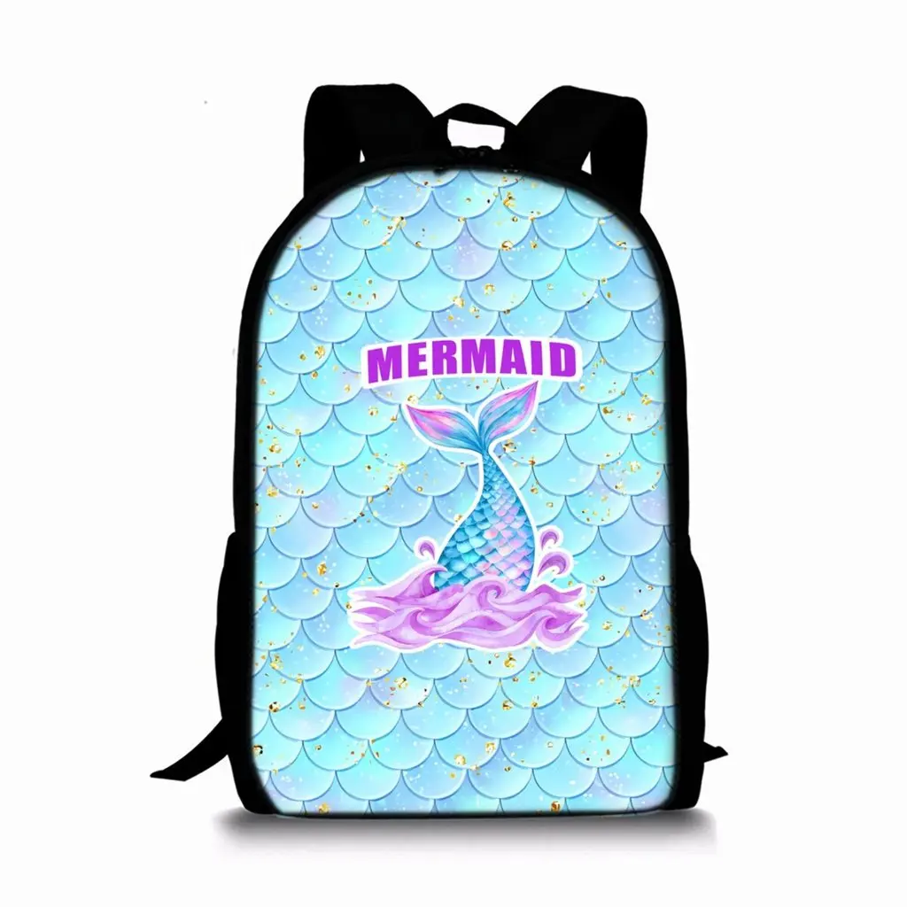 

Mermaid Print Single Layer Backpack for Boy/Girls Best Gifts 2D Flat Cartoon School Bag for Children Bags