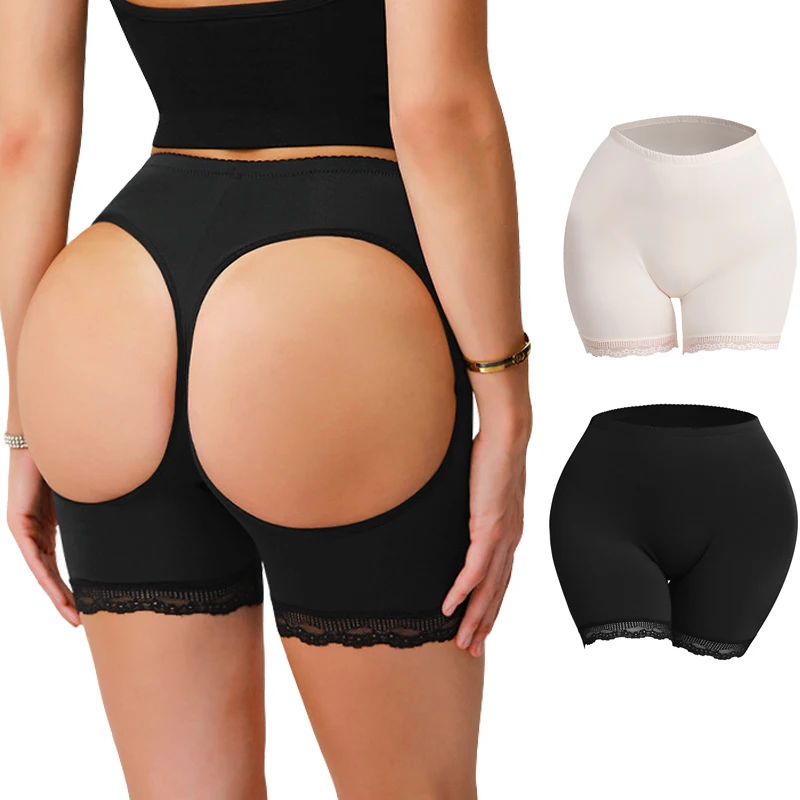 Women\'s Butt Lifter Panties Butt Enhancer Booty Shorts Body Shaper Sexy Ass Push Up Panty Open Buttock Lace Briefs Underwear