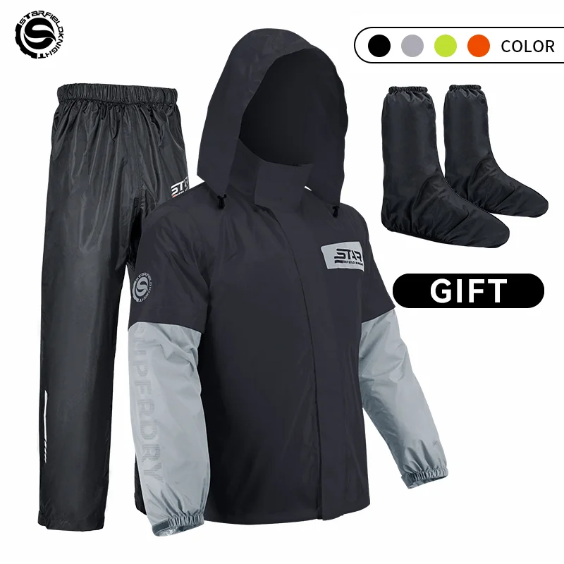 star-field-knight-nero-motociclista-impermeabile-vestito-uomo-donna-equitazione-abbigliamento-impermeabile-pantaloni-antipioggia-divisi-3-pz-set