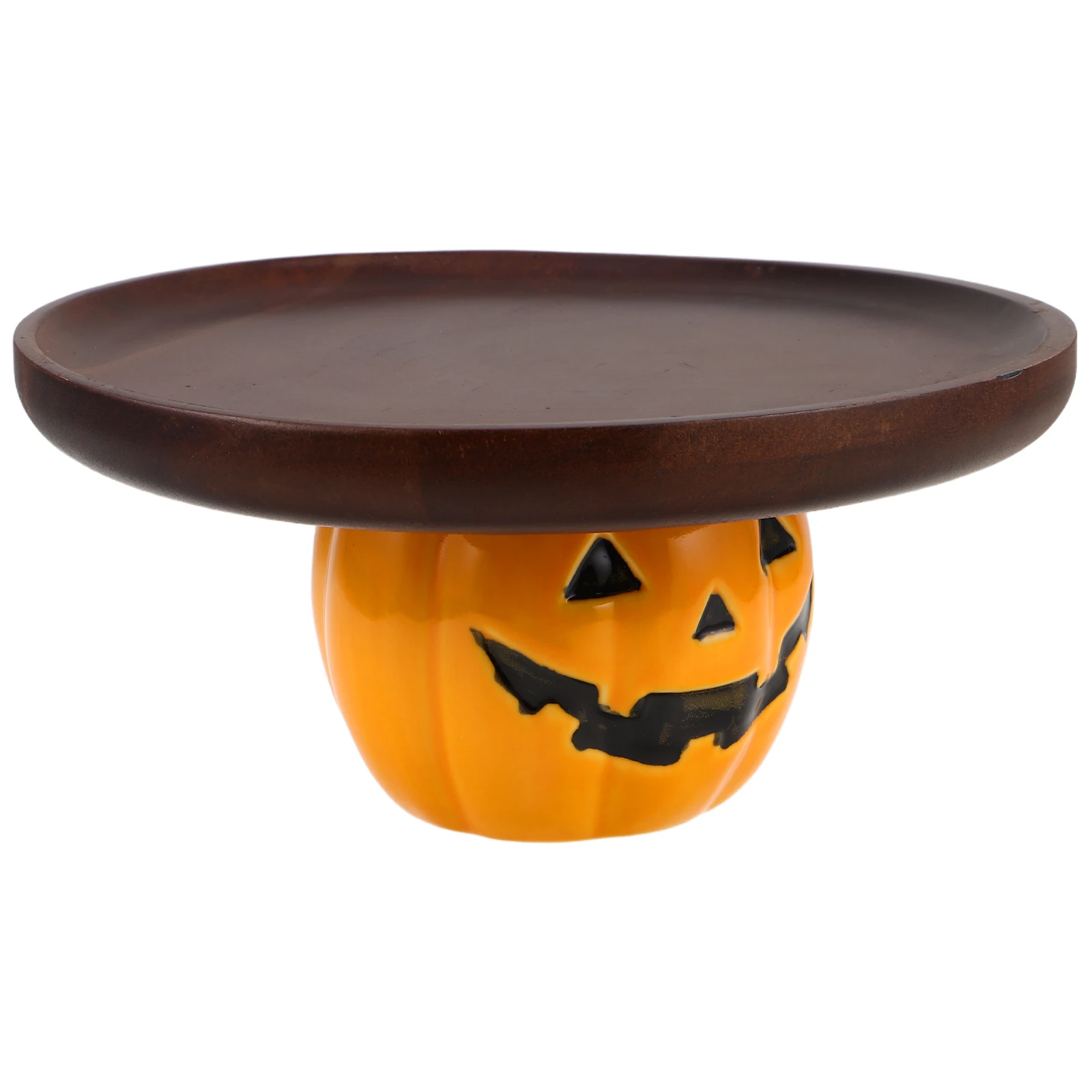 

Halloween Pumpkin Tray Ceramic Wood Dessert Serving Plate For Cake Bread Candy Dry Fruit Display Kitchen Party Supplies Snack