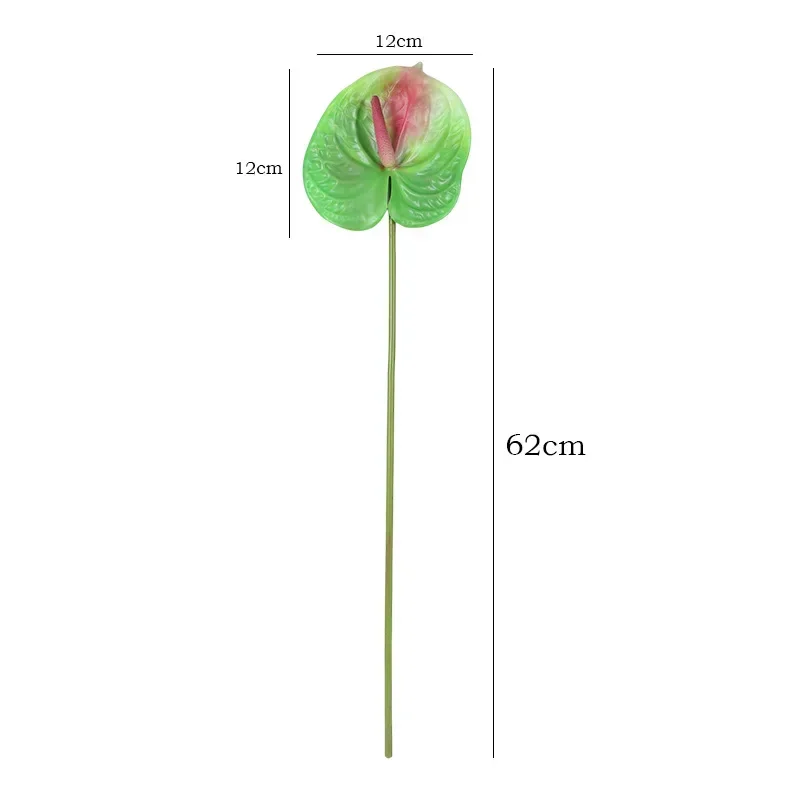 Simulation Plant Floral 3D Printing Anthuriums Leaves Shopping Mall Decoration Artificial Anthurium Green Plants Ink Red Flower