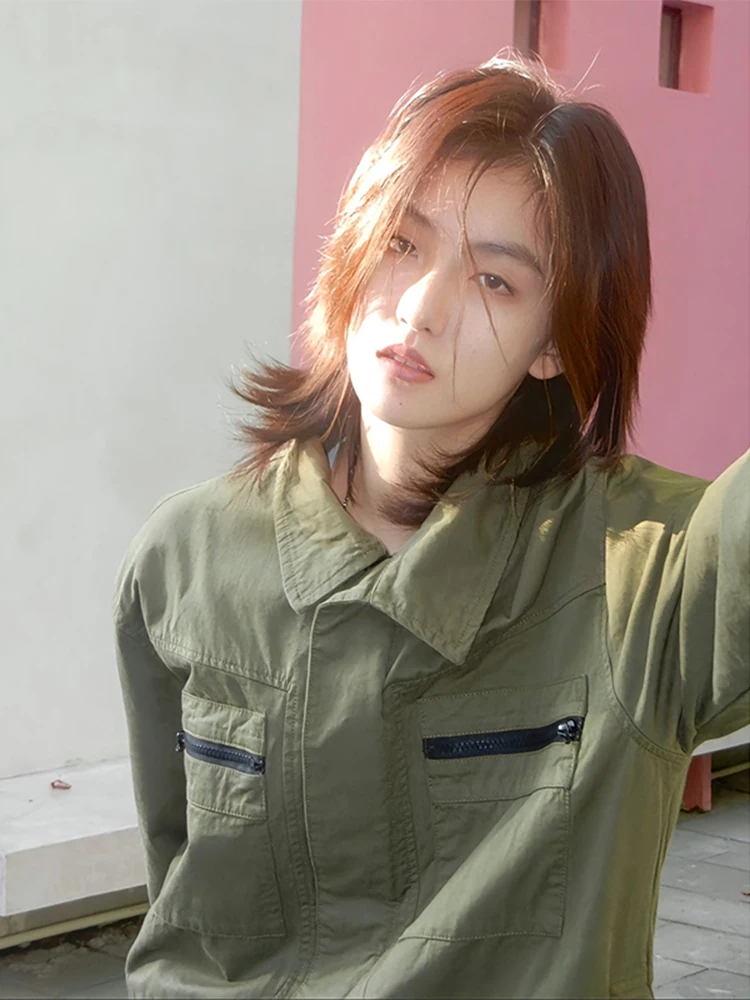 

Винтажная мужская куртка, весенне-осенняя Cleanfit, американская рабочая одежда в стиле ретро с лацканами, пальто Detroit, свободный крой, полиэфирное волокно с водной талией