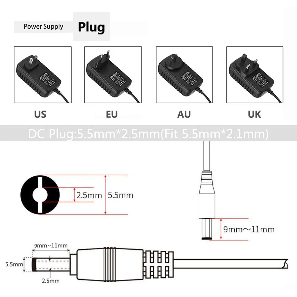 AC110-240V To DC5V/12V Lighting Transformer 2A 3A Universal LED Power Adapter Supply Charger Adaptor For CCTV Light Strips