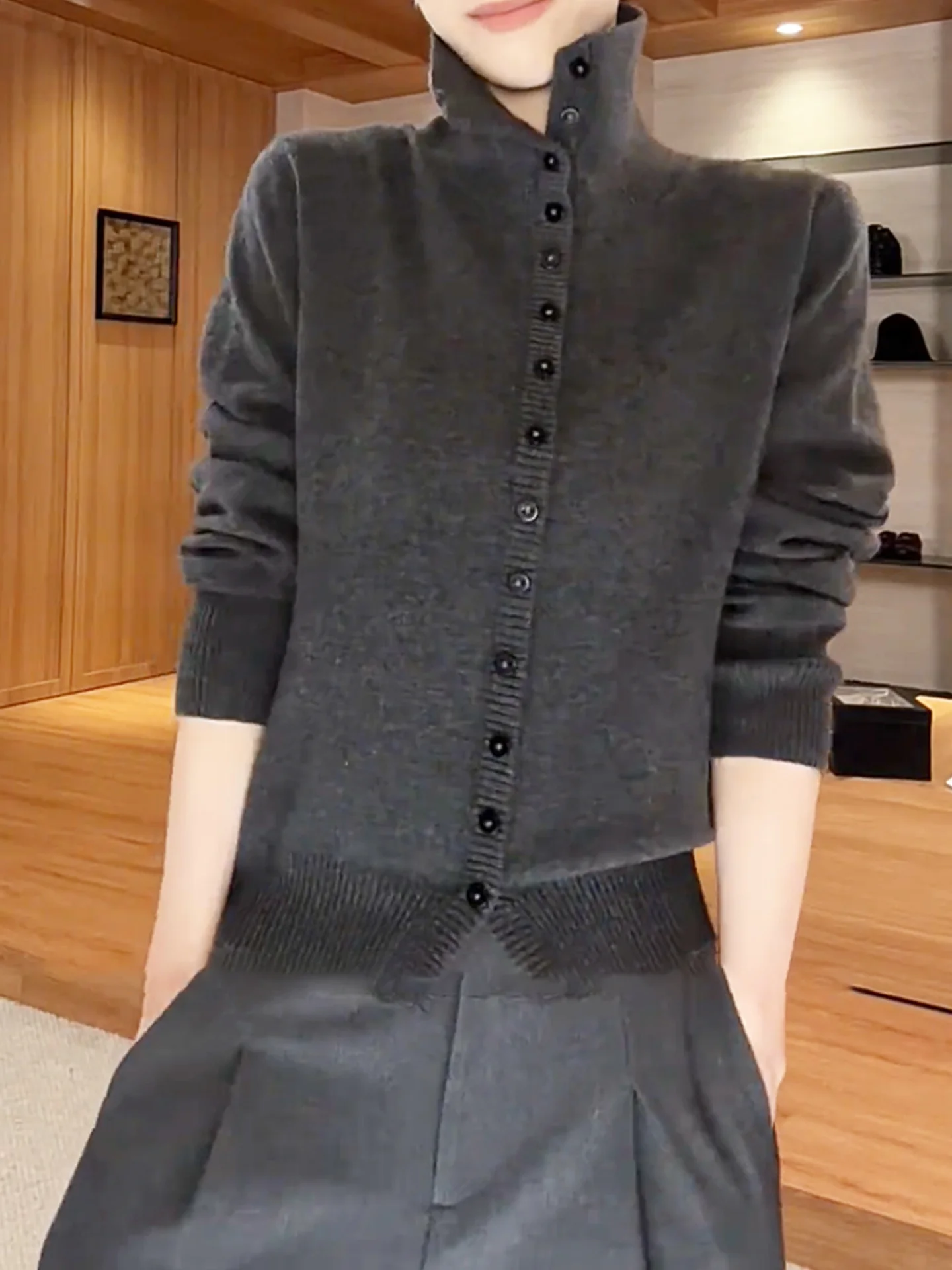 

Женский модный и удобный вязаный свитер с высоким воротником и длинными рукавами в корейском стиле, шерстяной, для повседневной носки