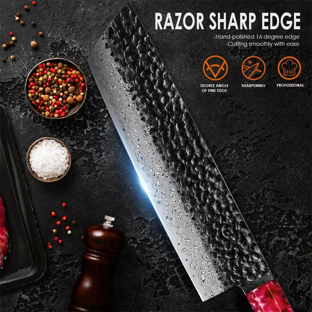 Beef Meat Knife Damascus Steel Kitchen Knife7.2inch Precision Knife Vg10 Japanese Steel professional kitchen knife Wooden Handle