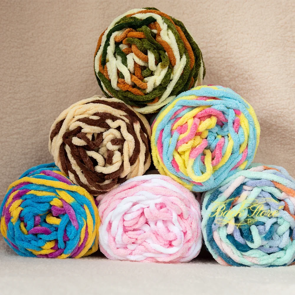 100g/Ball Blended Colorful Dye Ice Strip Line Yarn for Hand-knit DIY Soft Thickness Wool Thread Blanket Scarf Crochet Yarn Threa