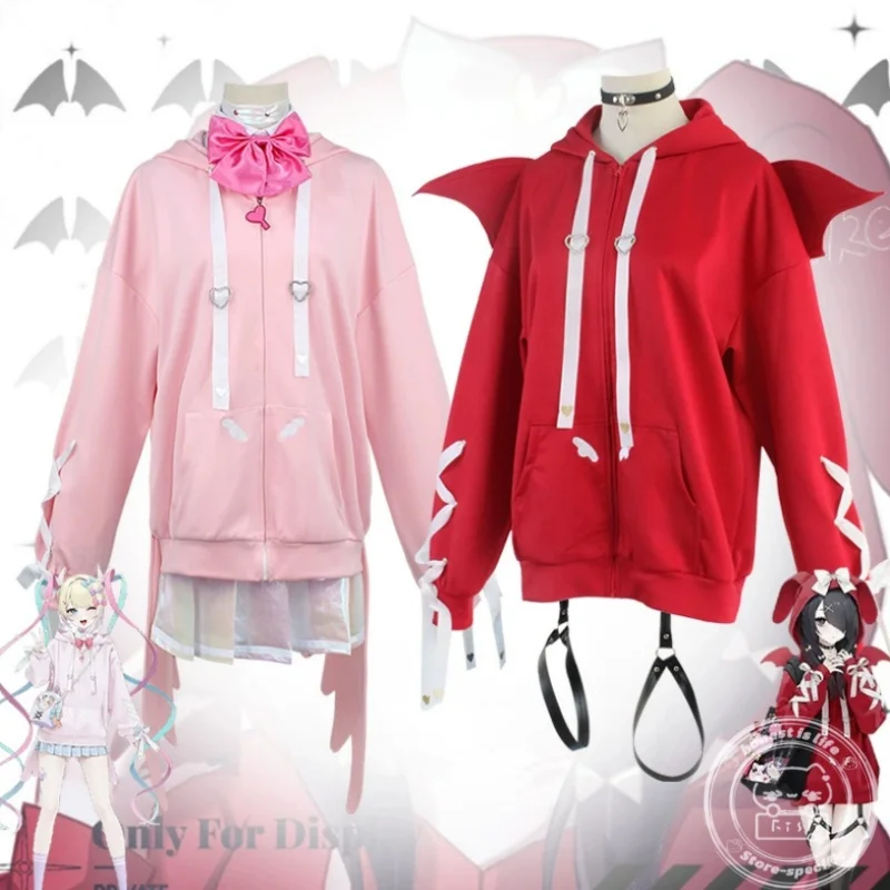 Game NEEDY GIRL OVERDOSE KAngel Pink hoodie Cosplay Costume Full Set of Clothing Sailor Suit Jk Uniform Laser Skirts Ribbon † †