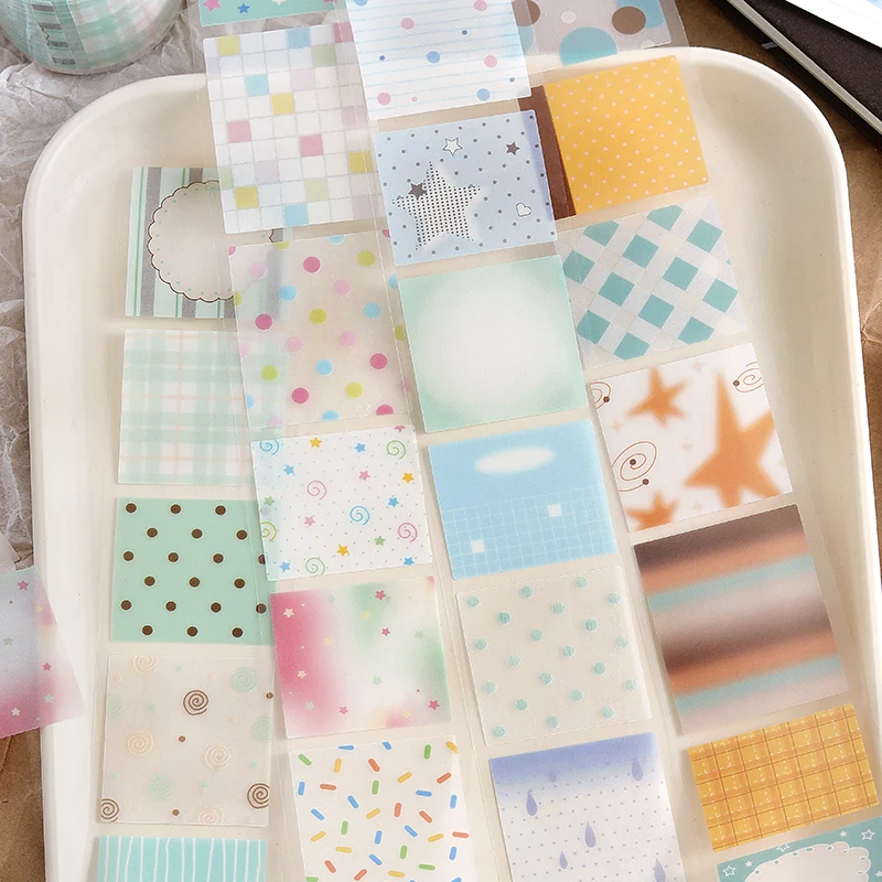 Die-cut Tracing Paper Washi Tape Wave Dot Series Aesthetic Ins Basic Journal Background Material Sticker For Scrapbook