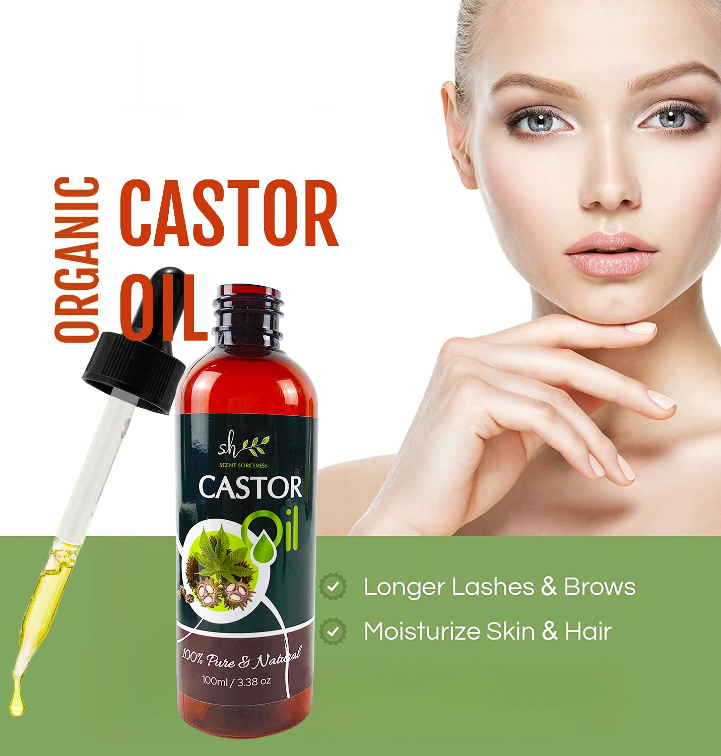 2026 Valentine's Day Gift 100ml Castor Massage Oil Pure Relaxation Essential Oils Intense Repair Hair Nourishing Brighten Skin image 2