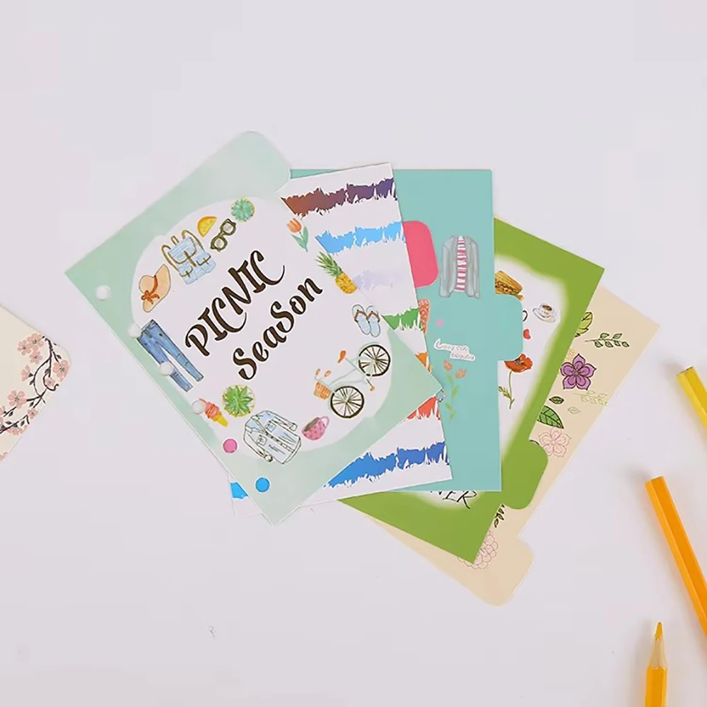A5/A6/A7 Index Page Classification Loose Leaf Book Sub-page Paper Note Classification 6 Hole Refill Loose-leaf Page Separator