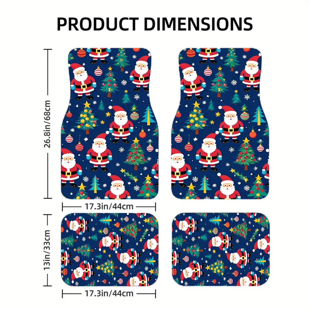 1pc/2pcs/4pcs Festive Christmas Santa Claus Pattern Car Floor Mats, Non-Slip, All-Season, Durable Polyester Fiber, Universal Fit