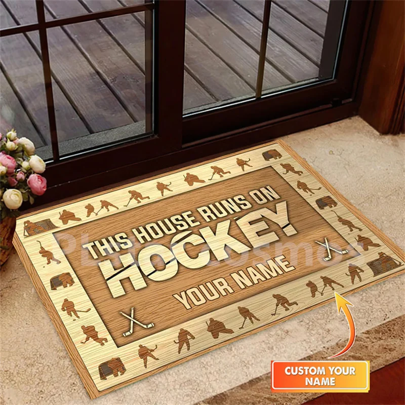 Hockey Doomat, Hockey Rug, Hockey Mat, Personalized Doormat Hockey Mat Custom Your Name Doormat