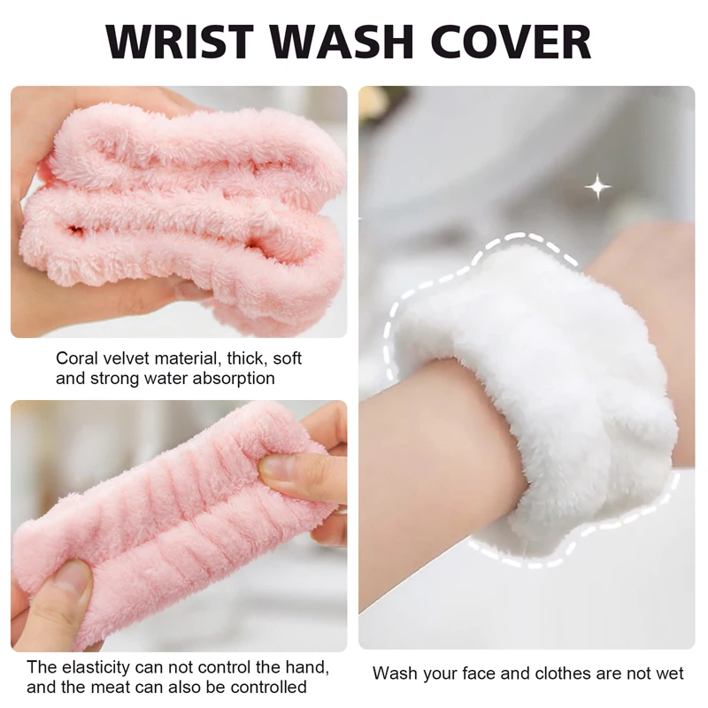 Wrist Washing Belt Soft Microfiber Towel Wristbands For Washing Face Water Absorption Washing Prevent Wetness Wrist Washband