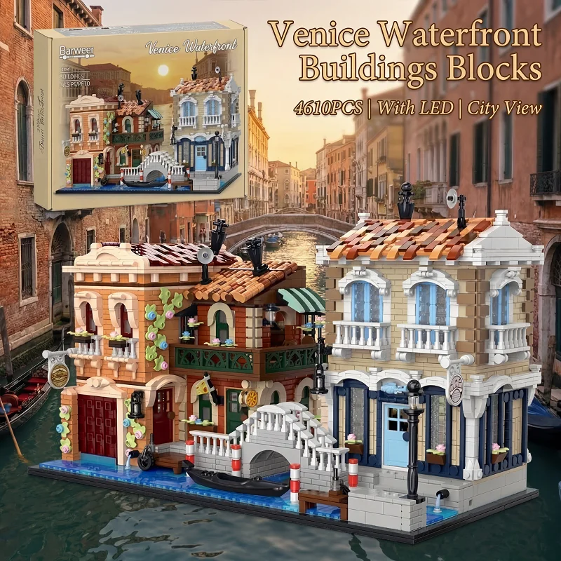 

Venice Waterfront with LED House Modular Buildings Blocks City Street View Architecture Brick Model Kit Adults Kid Gift 4610PCS