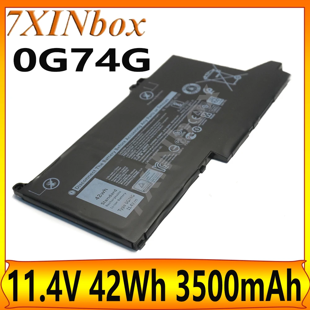 

7XINbox 0G74G 11.4V 42Wh 3500mAh Genuine Laptop Battery For Dell Latitude 12 7280 7290 7380 7390 7480 7490 Series PGFX4 2PFPW