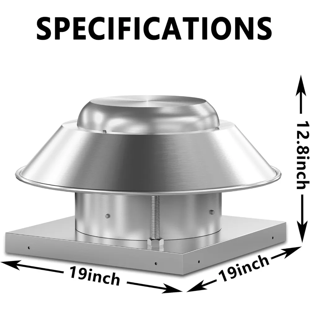 مروحة عادم السقف المحورية ذات المحرك المباشر - 19 قاعدة، 1/10 حصان، 115 فولت، مرحلة واحدة، 830 CFM، قائمة ETL، موفرة للطاقة #2