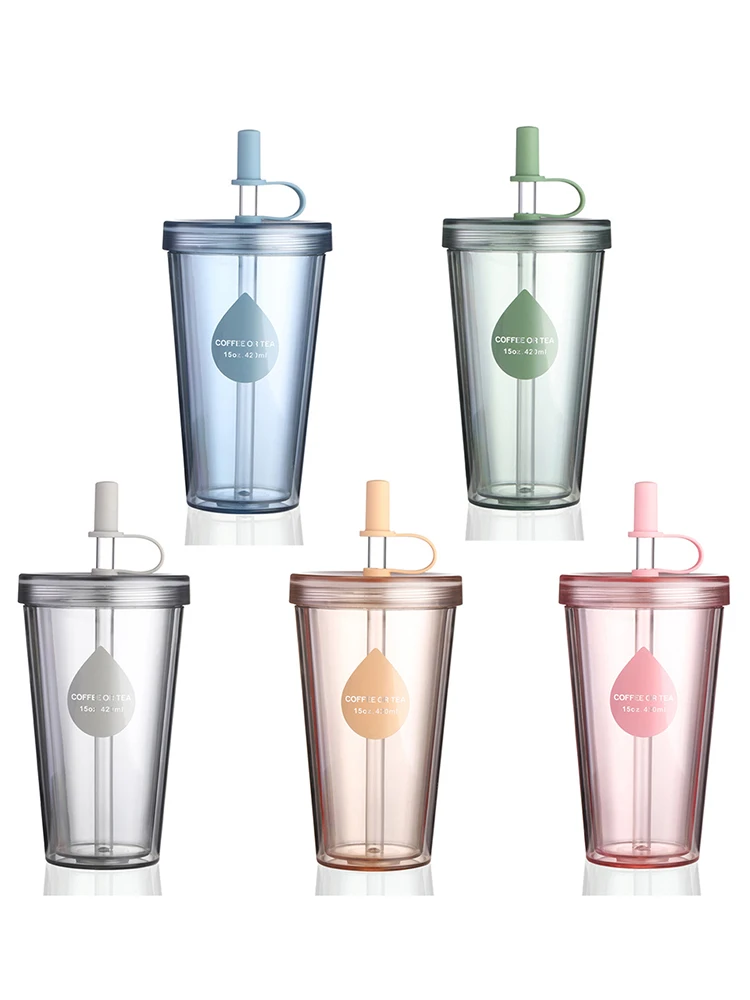 1PC Reusable 520mL Straw Water Bottle Large Capacity Plastic Water Cup Portable Drink Bottle For School Supplies Camping