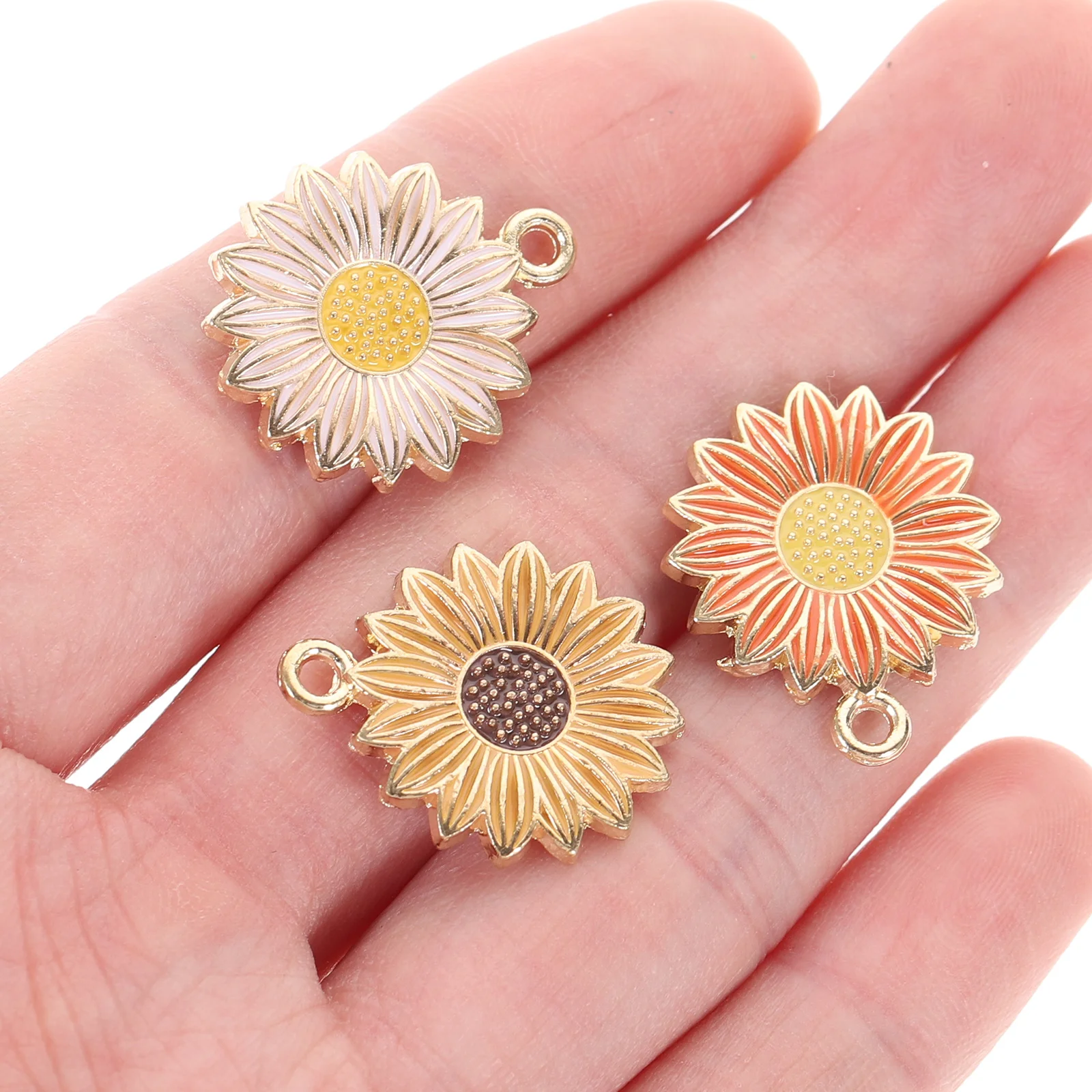 30 pezzi di ciondoli di girasole in lega premium con pendenti a forma di fiore, portachiavi, orecchini, braccialetti, gioielli fai da te, accessori per la creazione di gioielli, artigianato durevole