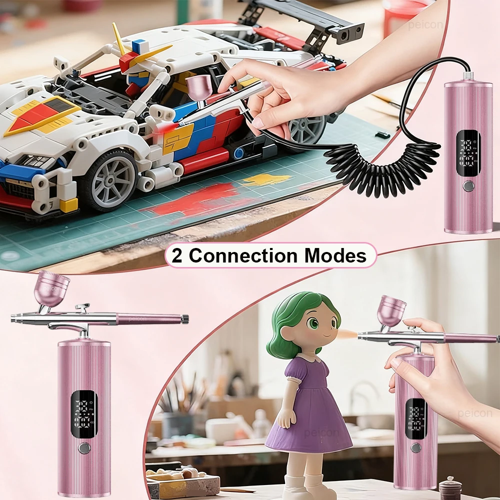 Aerógrafo com com compressor, aerógrafo recarregável, pistola multifuncional, kit de aerógrafo de pintura portátil com compressor para unhas
