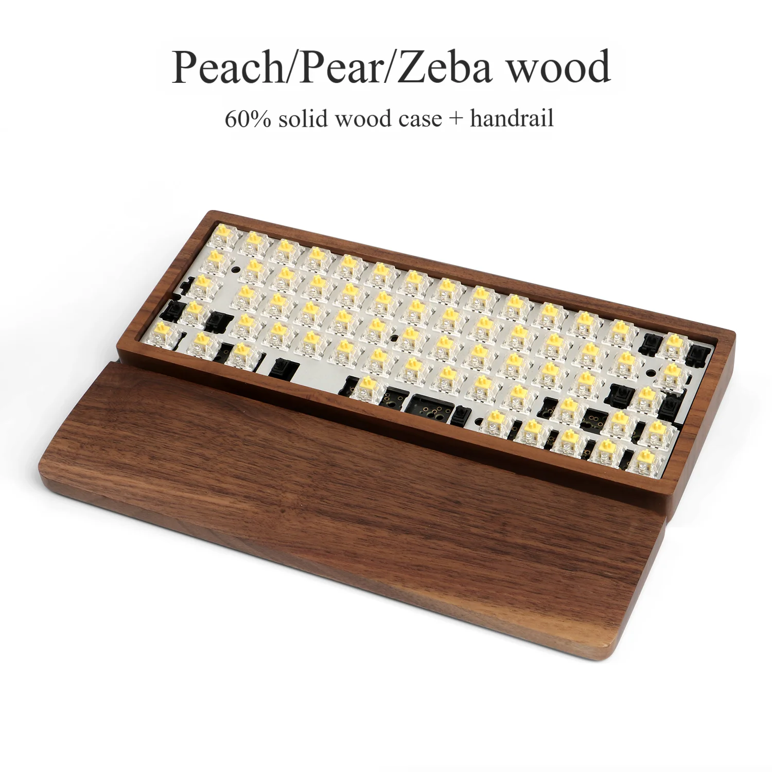 wooden case walnut rosewood zebra wood with wood wrist high quality  for gh60 xd64 poker 2 60%