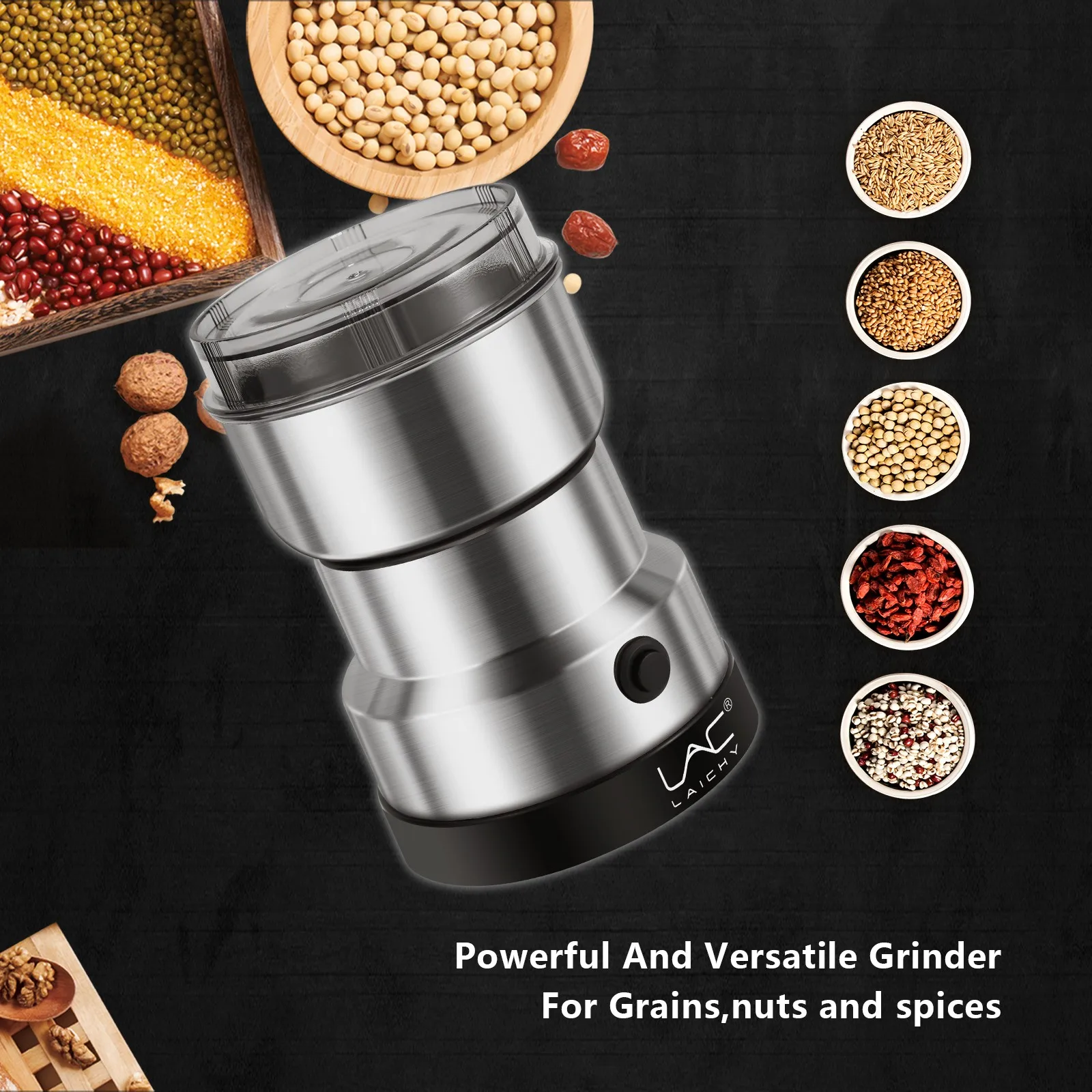 LAC Handheld Desktop American Mini Electric Bean Grinder Household Portable Dry Grinder Complementary Food Cooking Grinding Cup