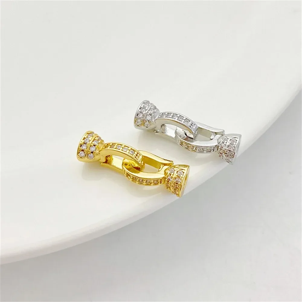 

14K Gold White Gold Double Hanging Pearl Necklace Ending Buckle Bracelet Connecting Buckle Handmade DIY Material Accessories