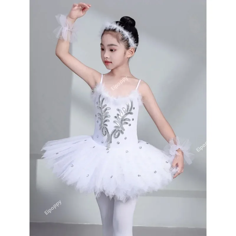 Jupes de Ballet blanches, Tutu professionnel, crêpes, Costume de danse du cygne pour filles et enfants, robe de soirée de ballerine
