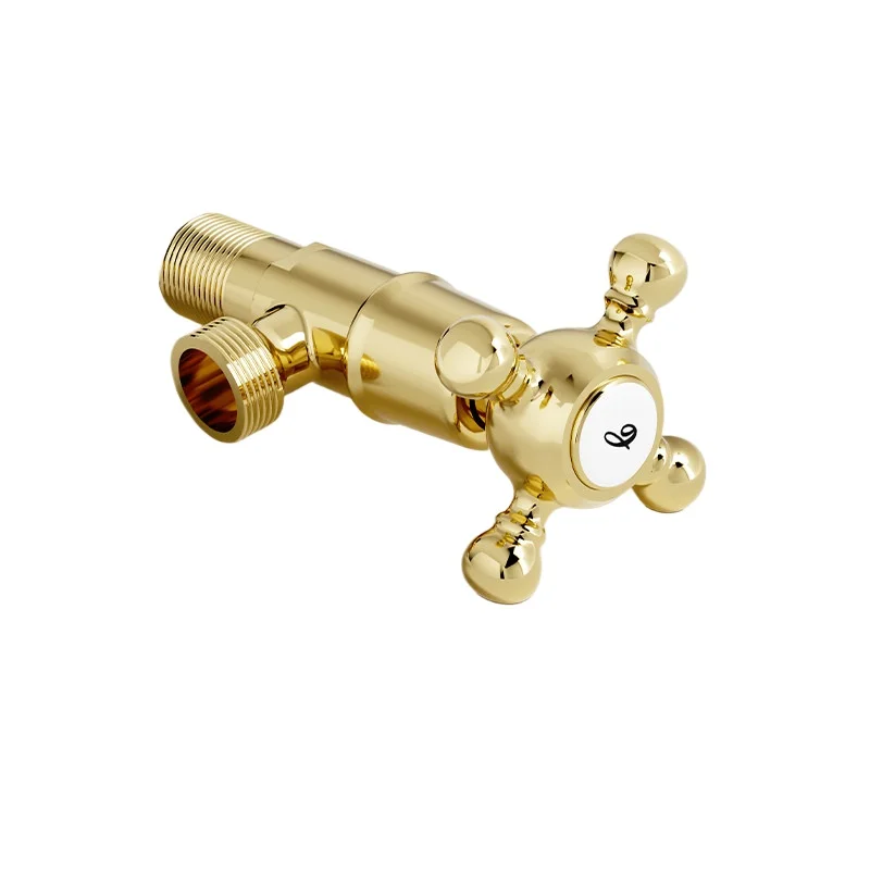 

Retro triangle valve hot and cold water stop valve universal handwheel classical brass angle valve extended outlet style