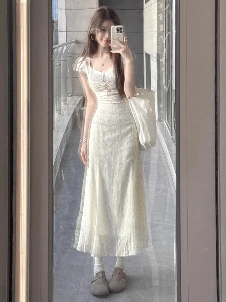 Ele été nouvelle femme Dr taille-accrochée jupe longue imprimé fleuri a-ligne Midi Dr minceur dissimulant tissu doux