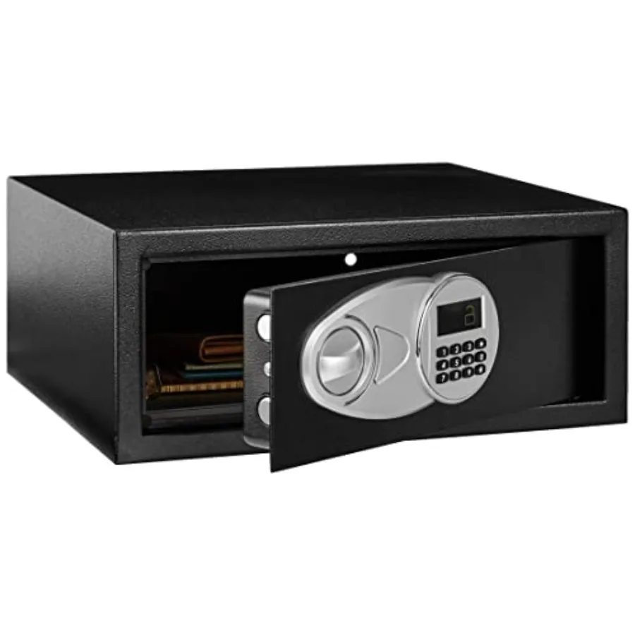 Steel Security Safe and Lock Box with Programmable Electronic Keypad Secure for Cash Jewelry Documents Black 0.7 Cubic Feet 16.