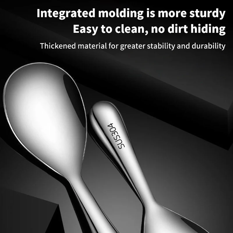 304 Stainless Steel Rice Spoon Household Rice Shovel Canteen Long Handle Dining Spoon Large Spoon Rice Is Not Sticky