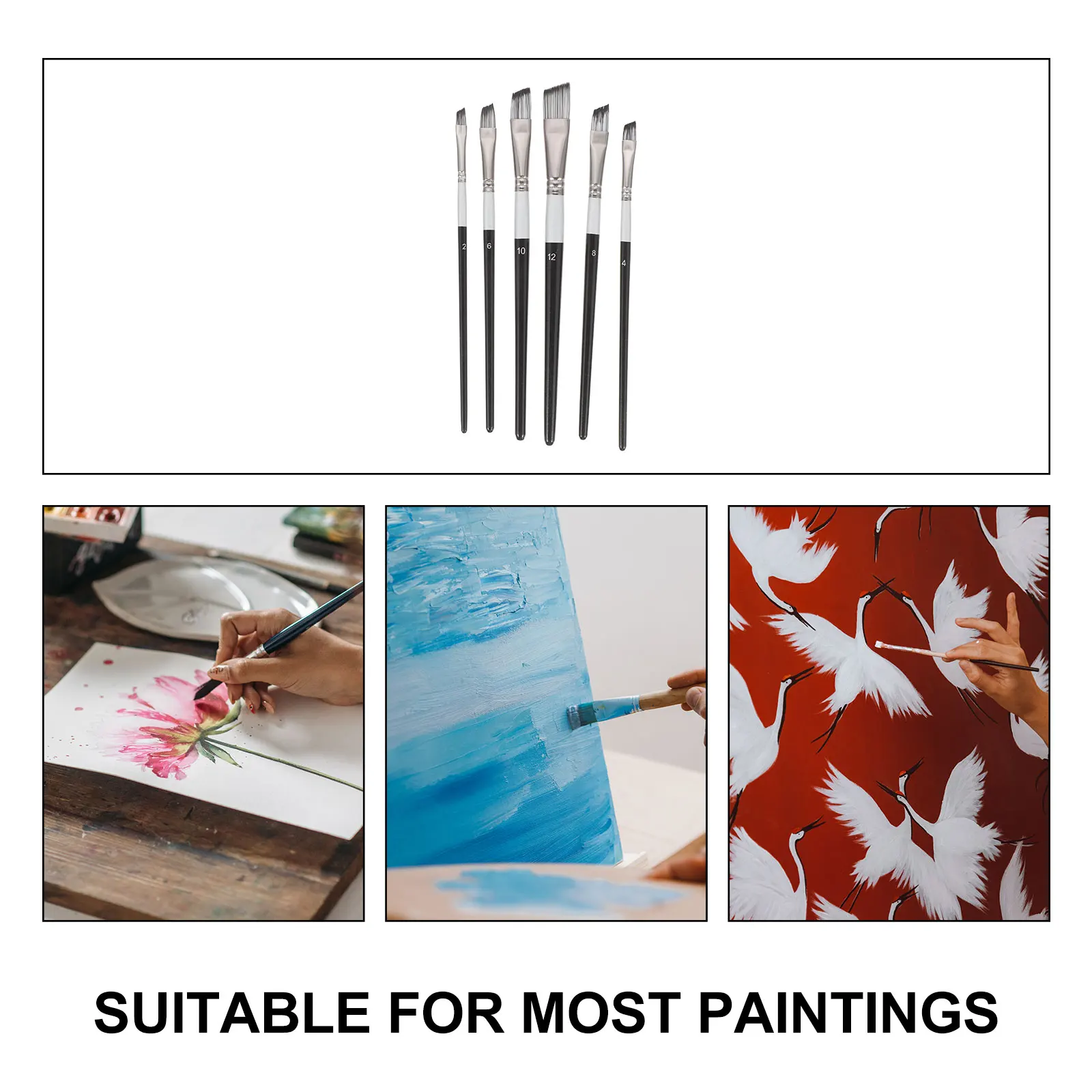 

6pcs Paint Brush Set For Acrylic Oil Watercolor Painting Artist Art Supplies Drawing Tools For Students Face Nail Detail