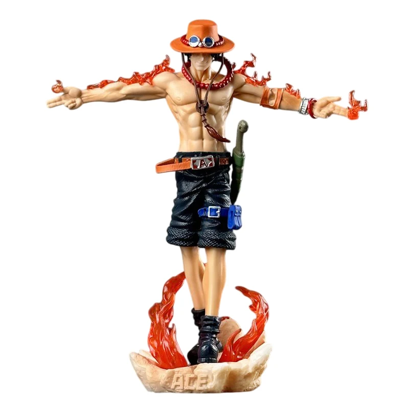 28Cm One PieceอะนิเมะรูปPortgas D AceตัวเลขการกระทําGkตุ๊กตาPvc Lightรูปปั้นDecoraของเล่นตกแต่งของขวัญ