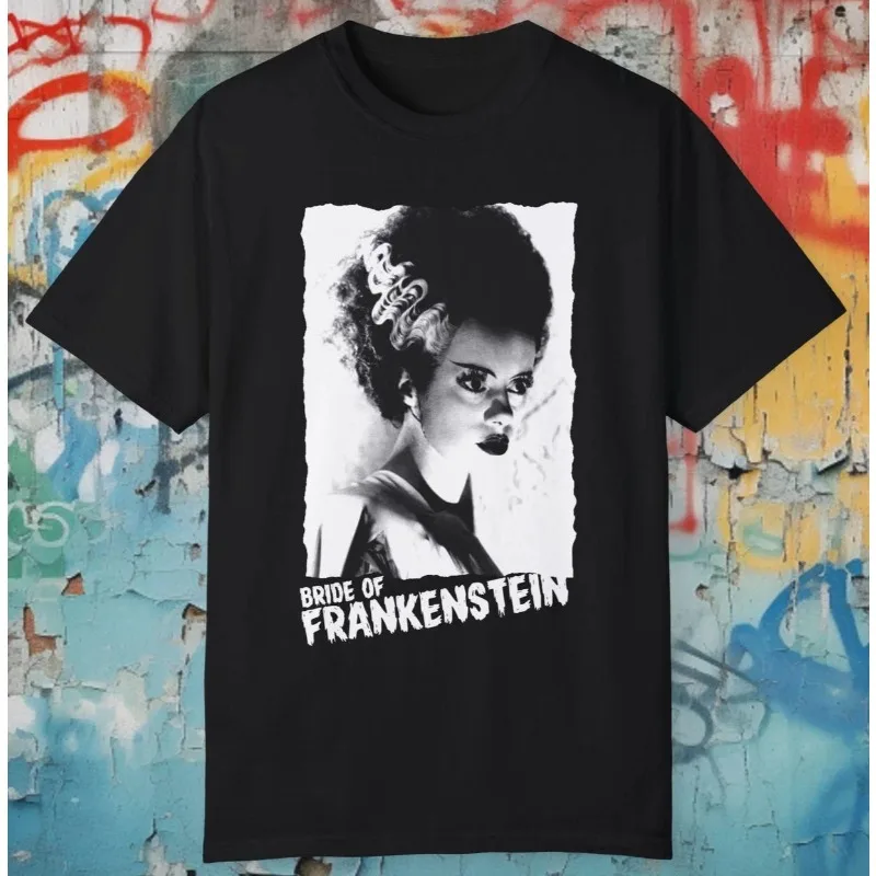 Retro Frankenstein Bride T-shirt Gothic Horror Movie Men's T-shirt Summer New Style Unisex Retro T-shirt