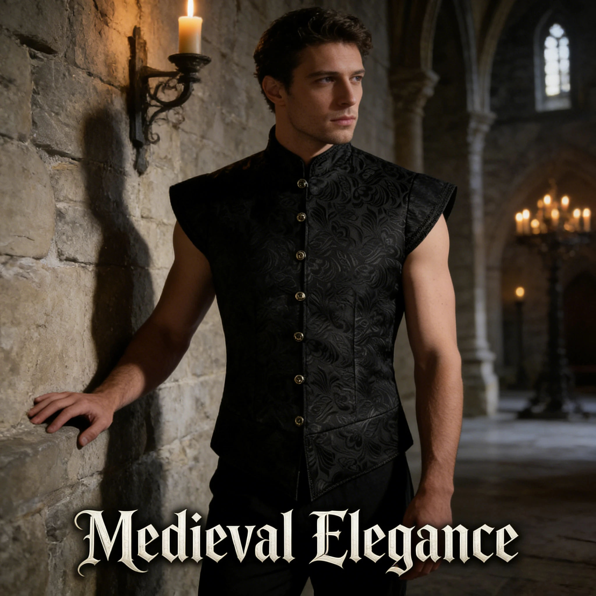 

New Mens Medieval Retro Costume Short Vest With Fake Collar Halloween Cosplay Party Performance Role Play Vintage Fancy Outfit